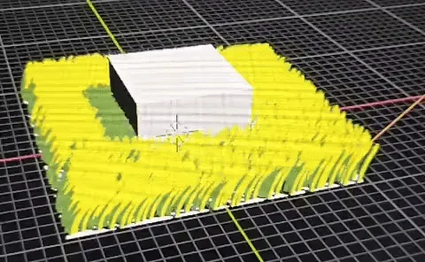 GIF showing the motion and placement of the Blender-created grass