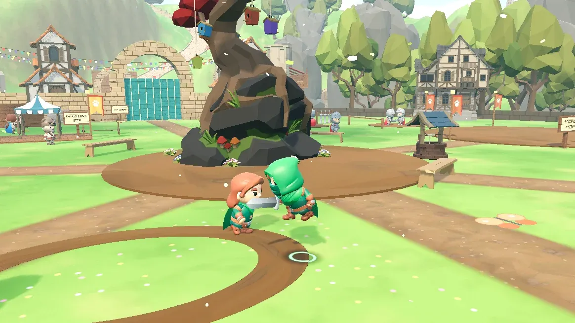 Briarwatch Green, under the old oath tree. (Godot, placeholder models)