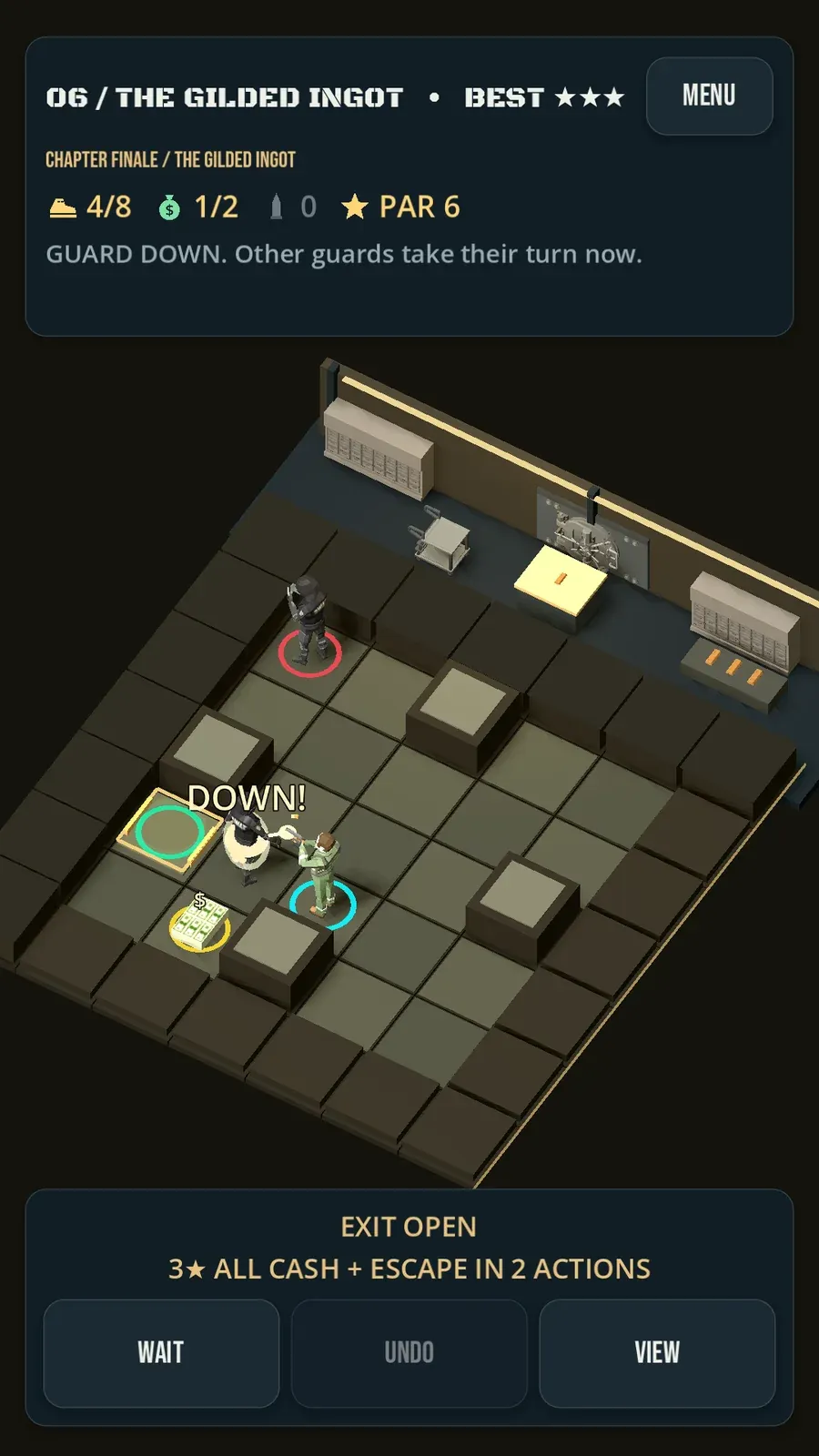 One bullet, one guard down. Hope it was the right one.
