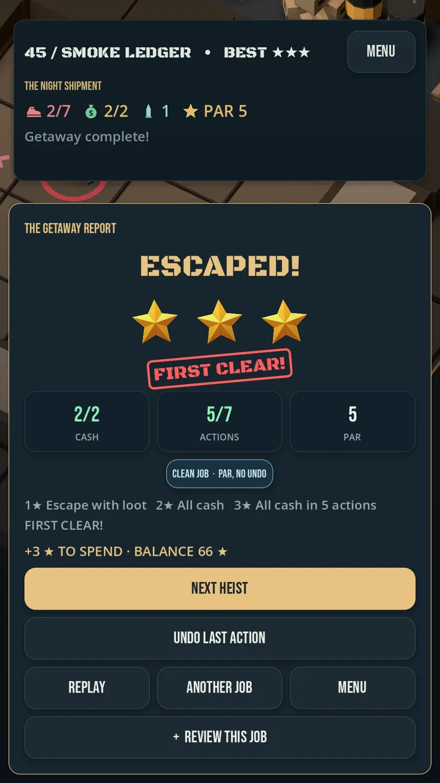 Three stars and a first clear. Now do it again with less.